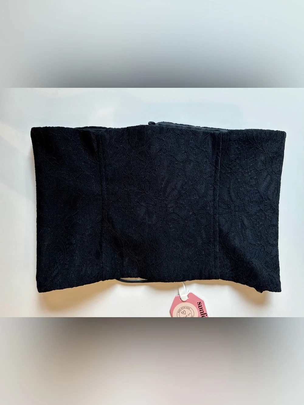 Sunfere Black Lace-Up Corset Waist Belt NWT Size L